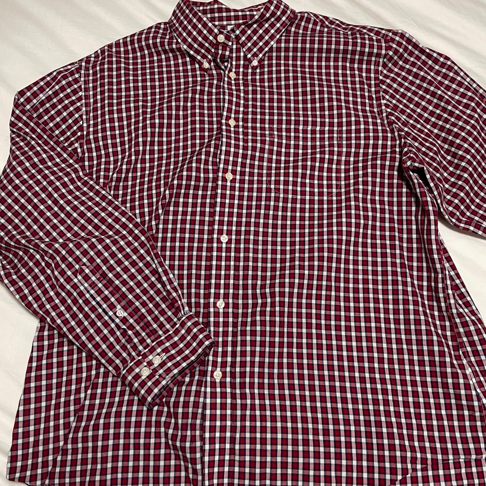 Men's Brooks Brothers Red and Navy Checkered Shirt